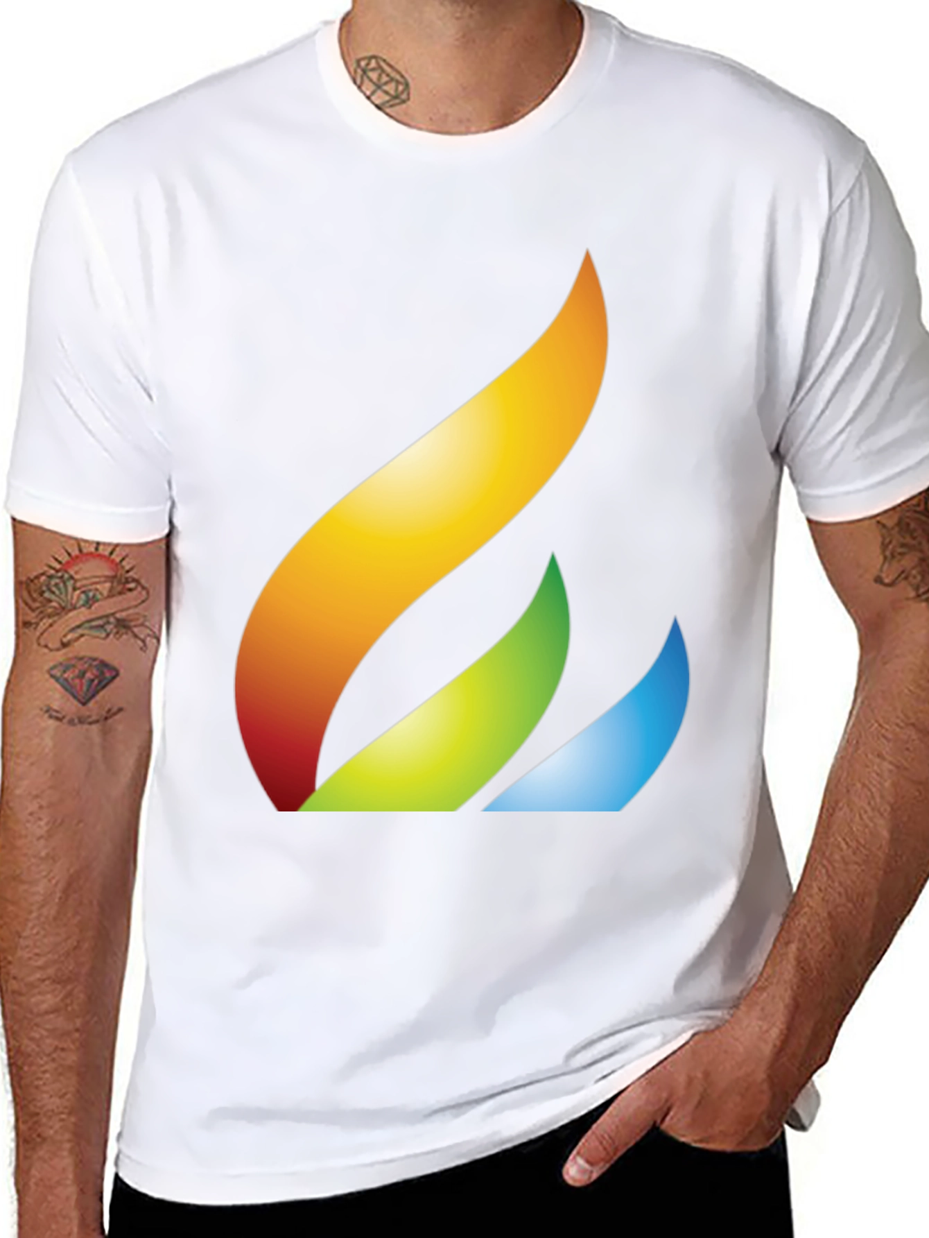Abstract Flame Graphic Tee - Black Cotton Casual T-Shirt