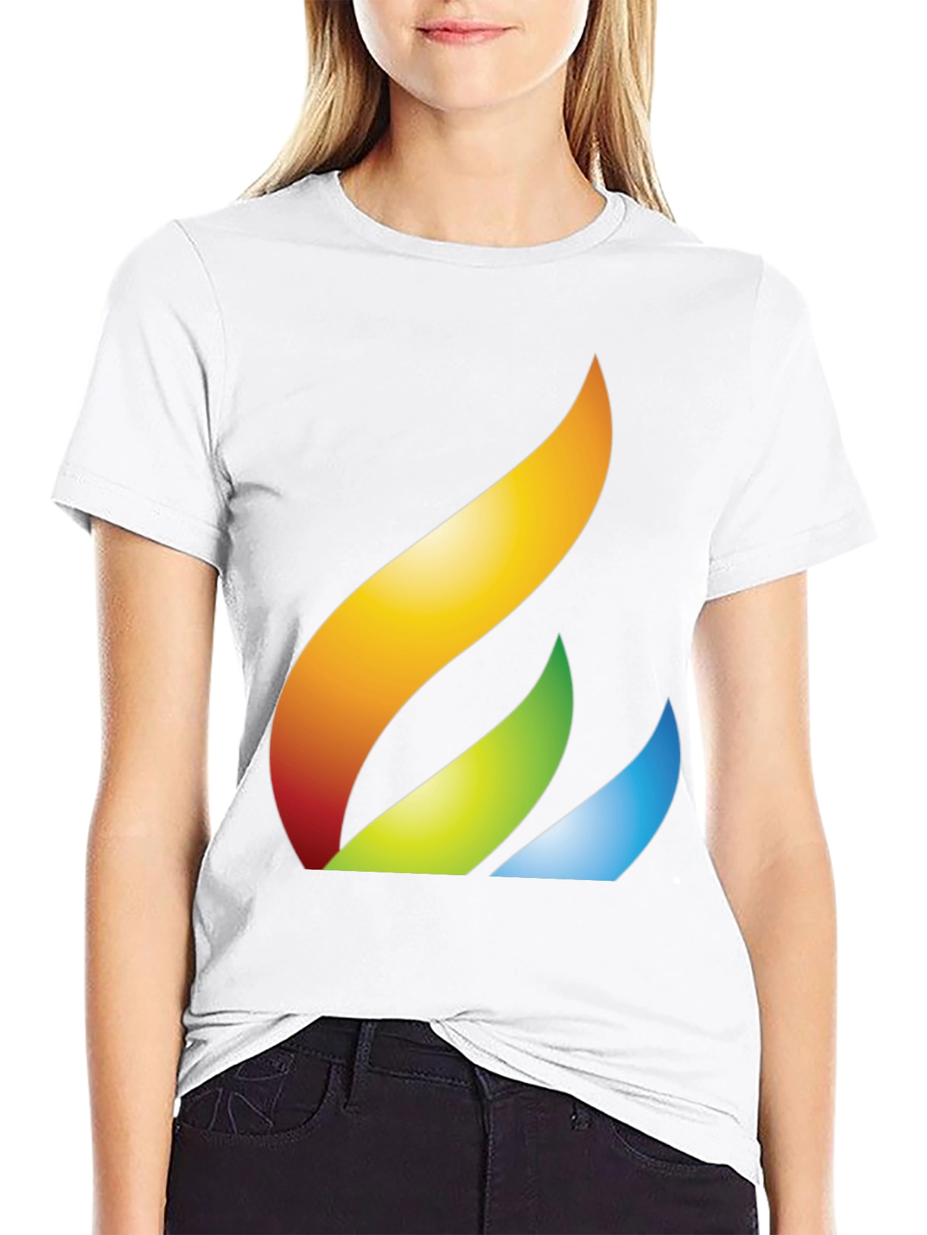 Abstract Flame Graphic Tee - Black Cotton Casual T-Shirt