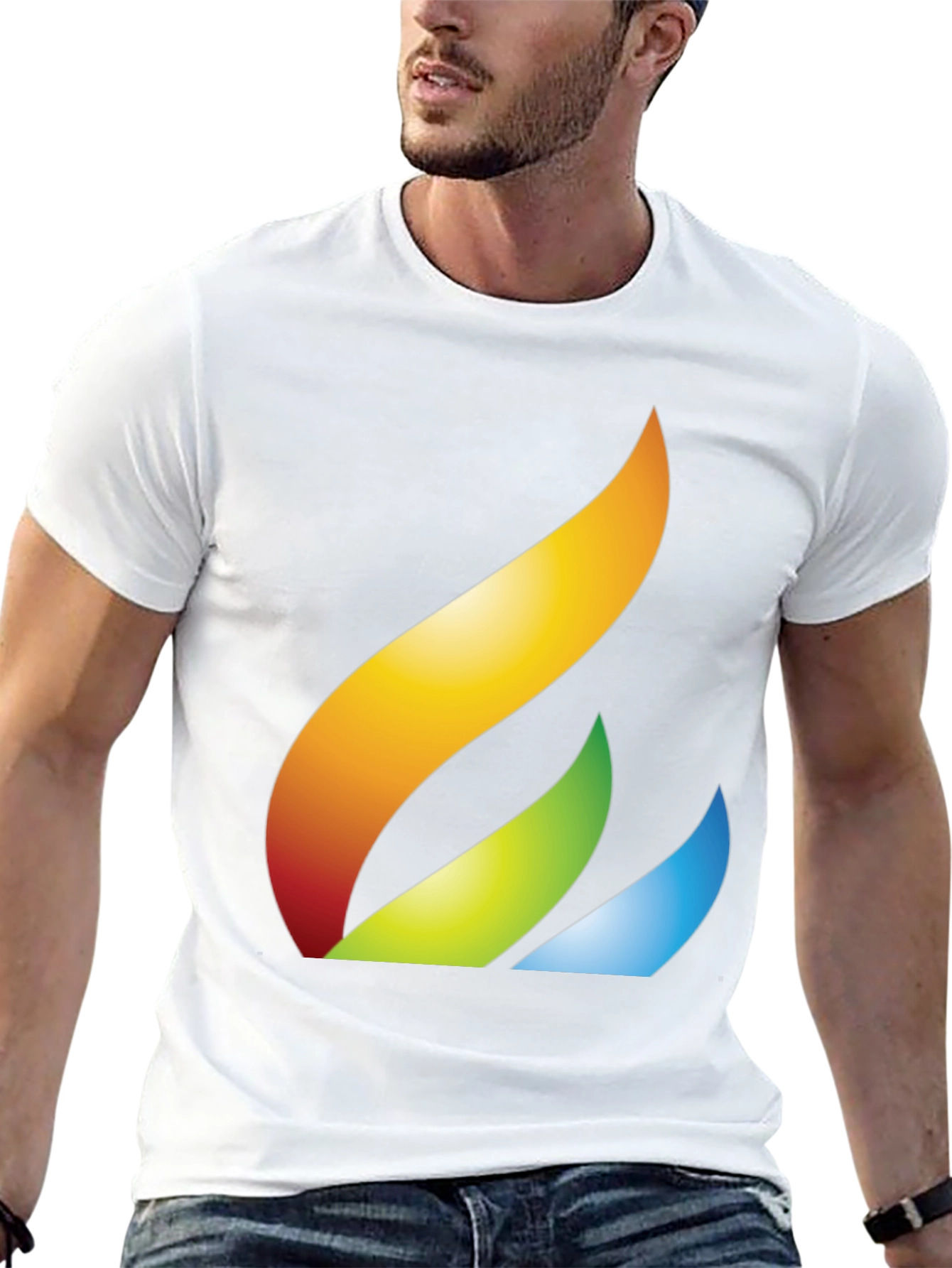 Abstract Flame Graphic Tee - Black Cotton Casual T-Shirt