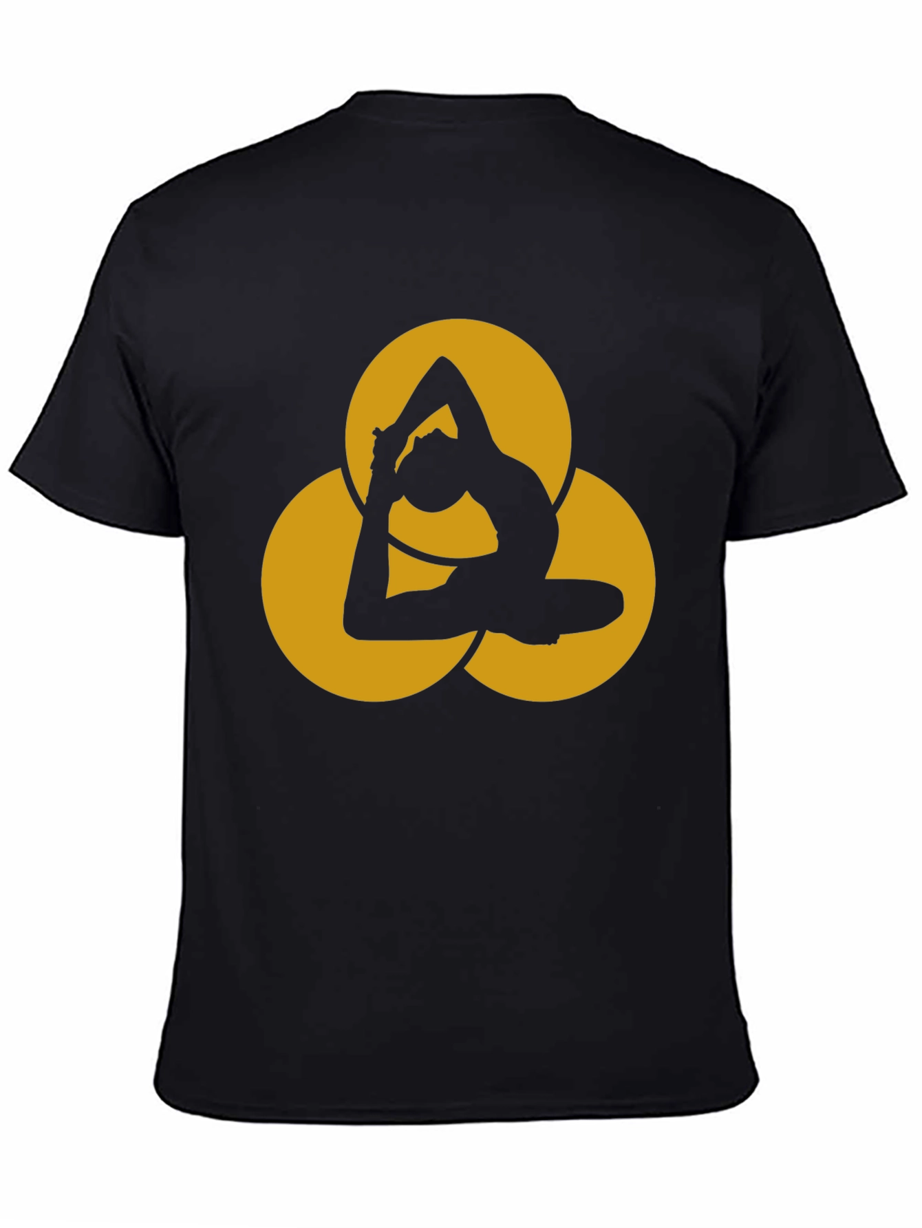 Yoga Pose Graphic Tee - Black Cotton Blend T-Shirt