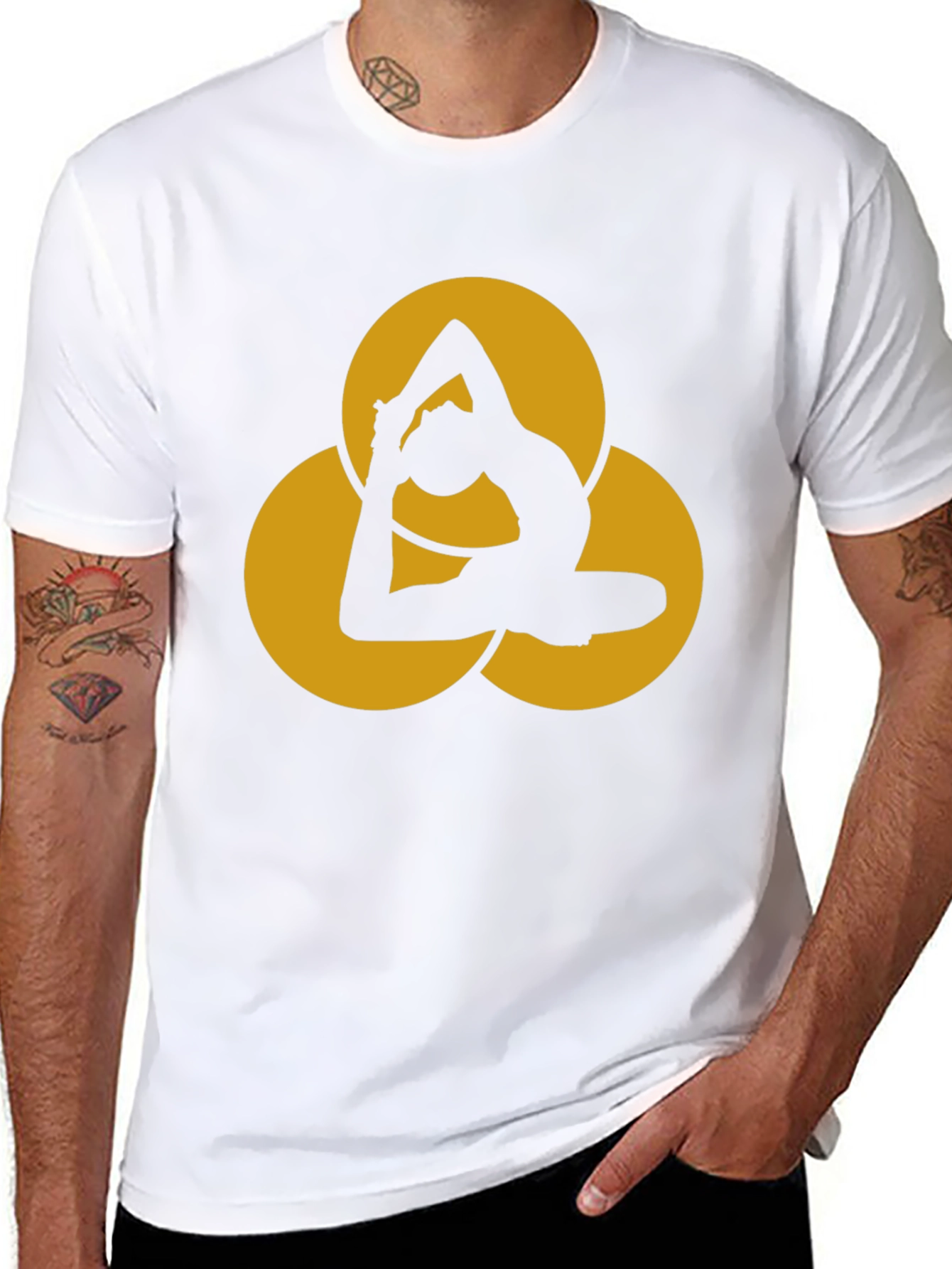 Yoga Pose Graphic Tee - Black Cotton Blend T-Shirt
