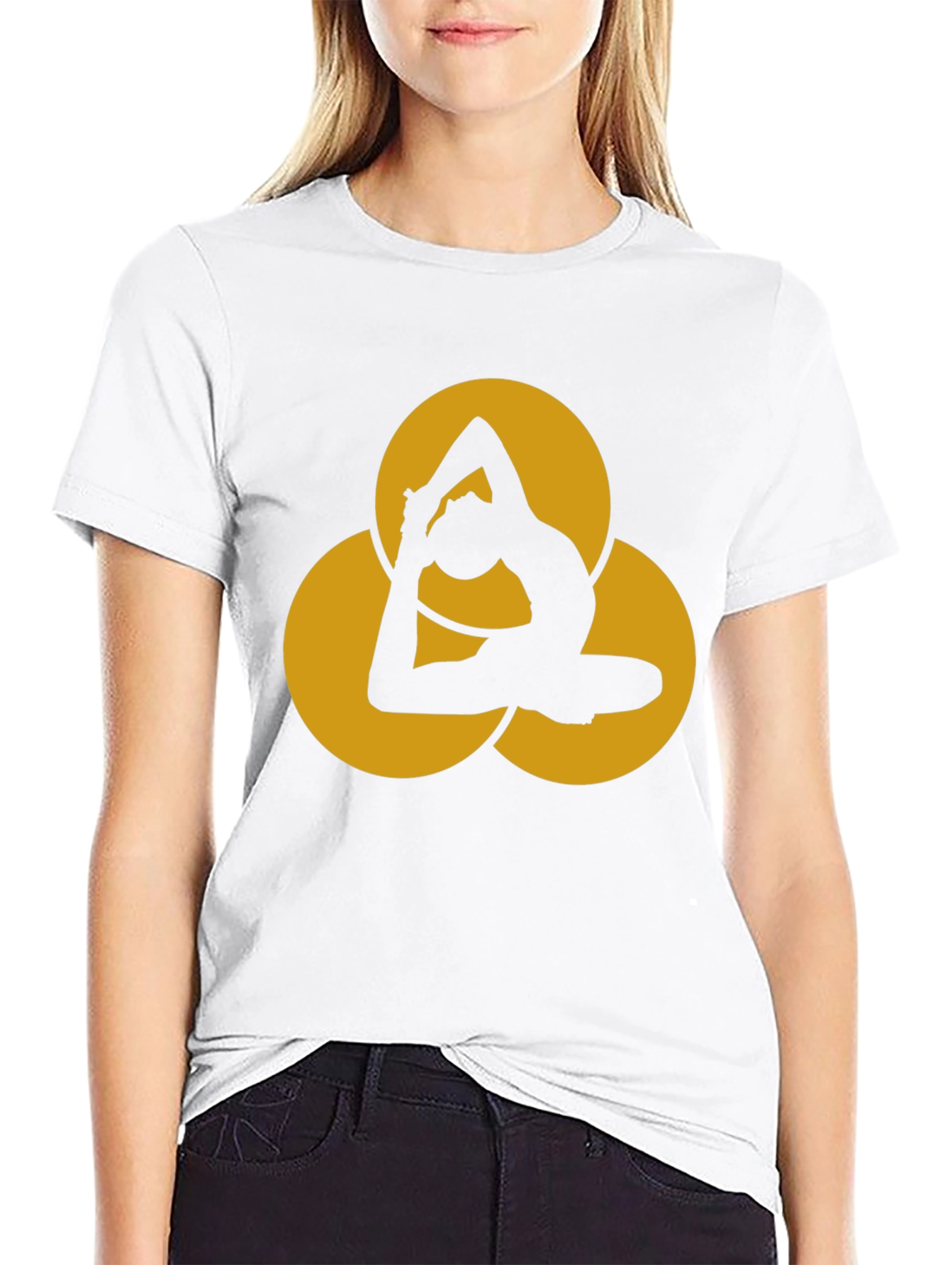 Yoga Pose Graphic Tee - Black Cotton Blend T-Shirt