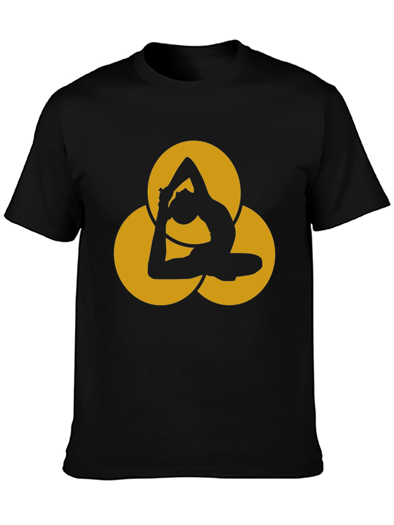 Yoga Pose Graphic Tee - Black Cotton Blend T-Shirt