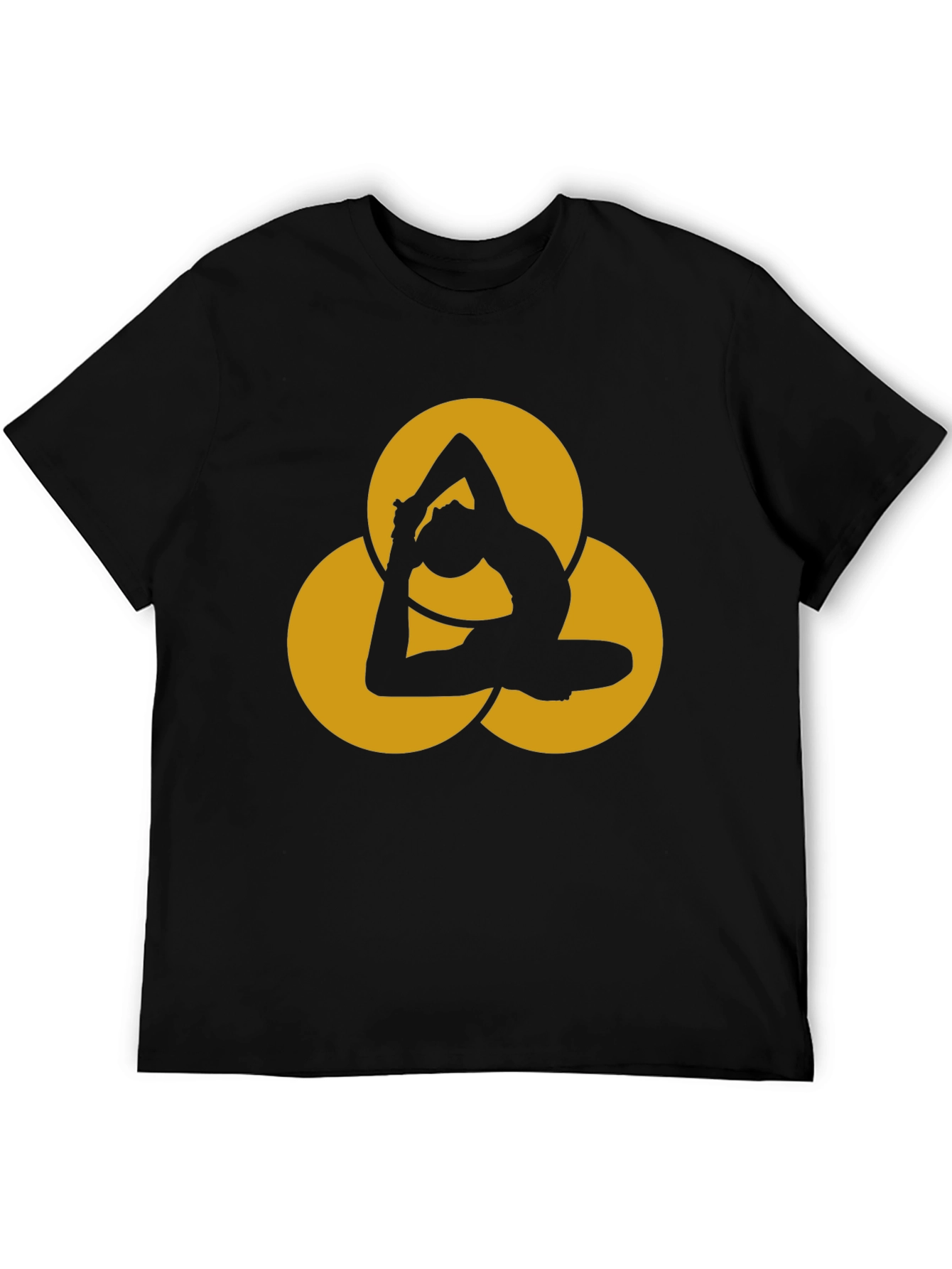 Yoga Pose Graphic Tee - Black Cotton Blend T-Shirt
