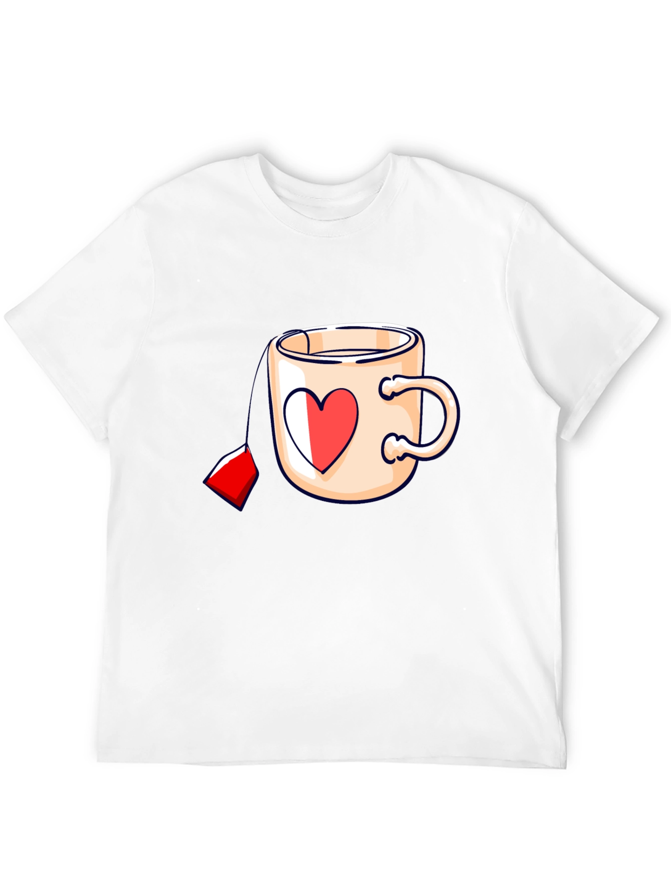 Heart Tea Mug Black T-Shirt