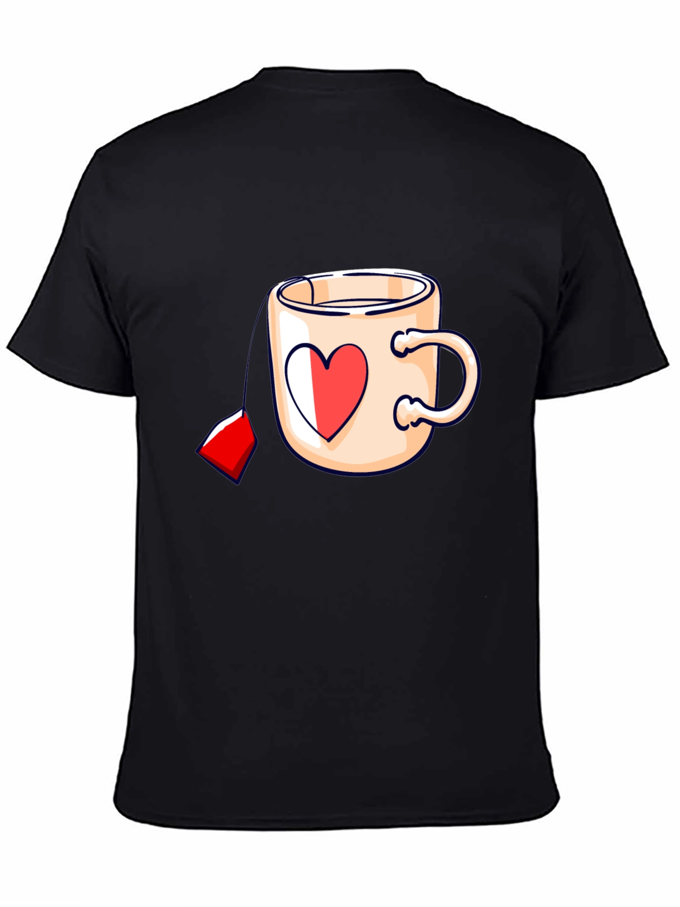 Heart Tea Mug Black T-Shirt
