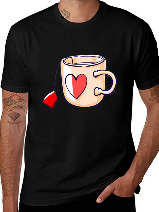 Heart Tea Mug Black T-Shirt