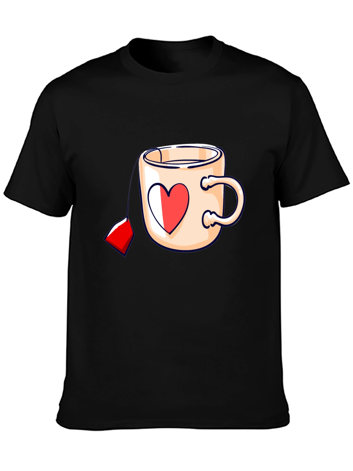 Heart Tea Mug Black T-Shirt