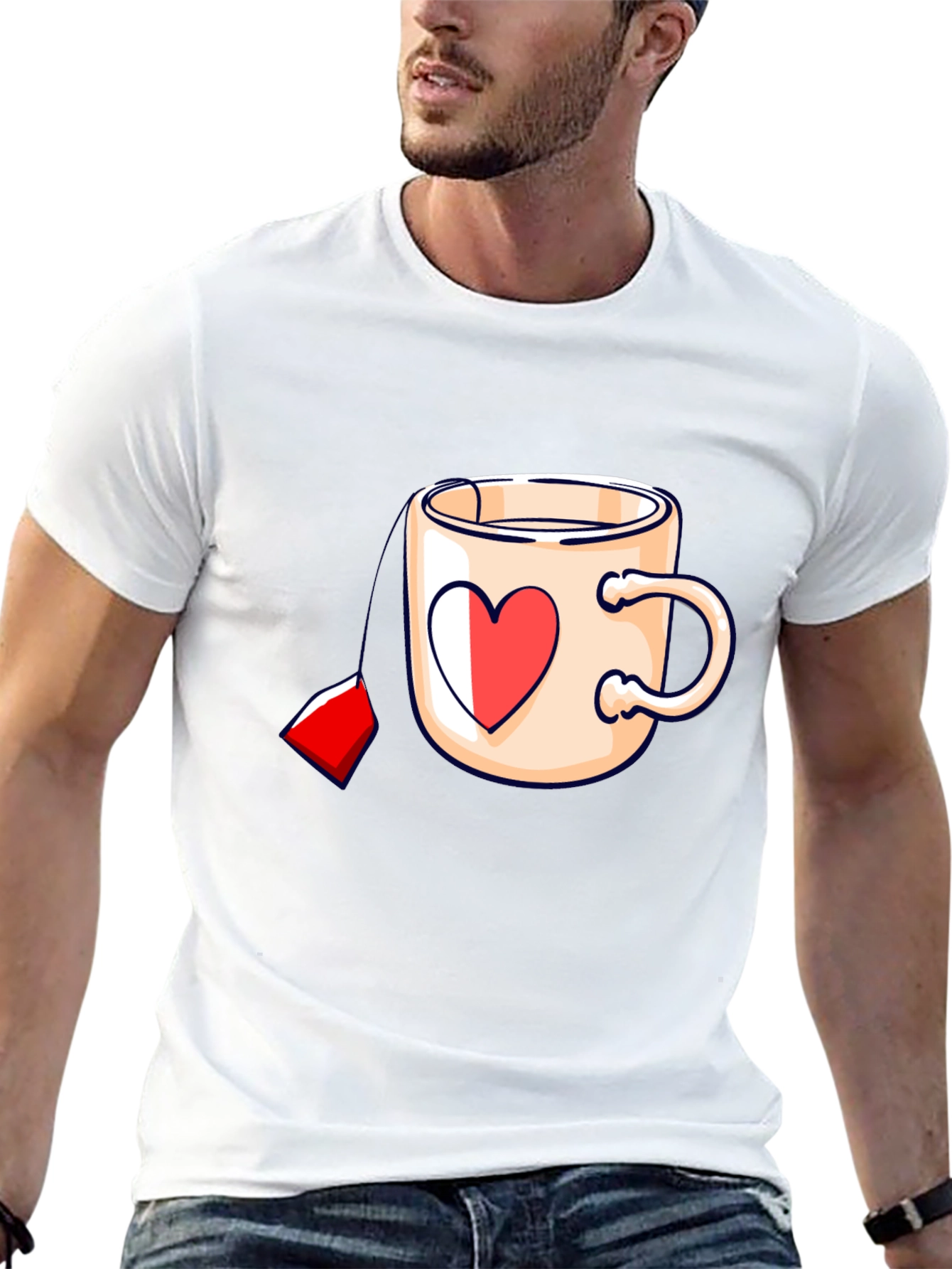 Heart Tea Mug Black T-Shirt