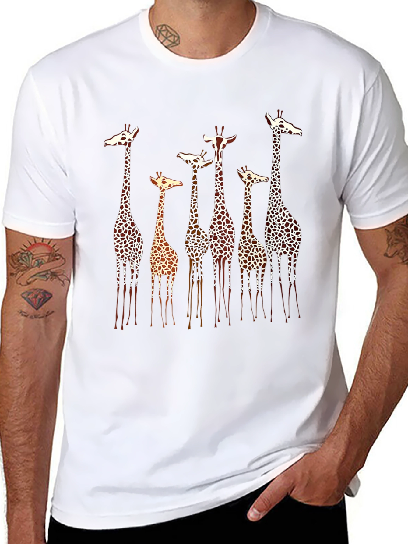 Giraffe Print Crew Neck T-Shirt