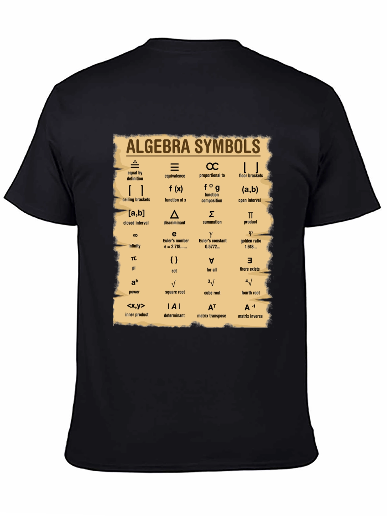Algebra Symbols T-Shirt: Math Lovers Tee