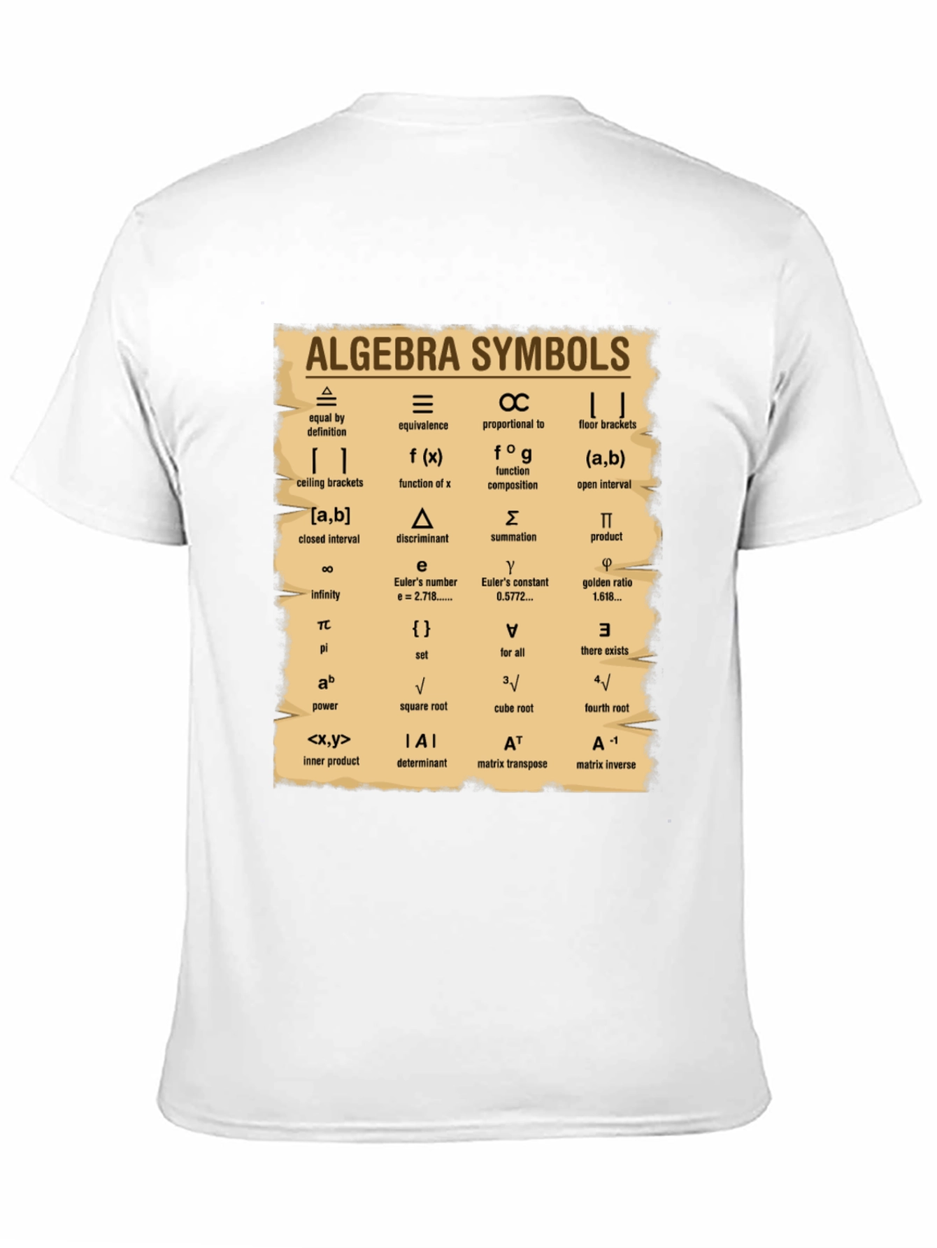 Algebra Symbols T-Shirt: Math Lovers Tee