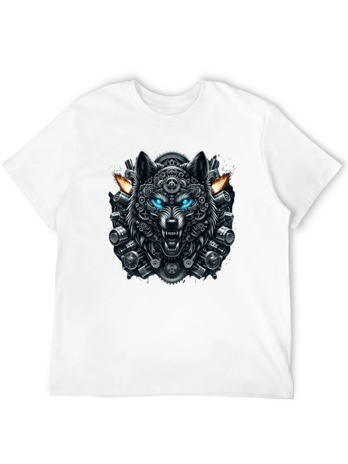 Steampunk Wolf Graphic Tee - Cool Design