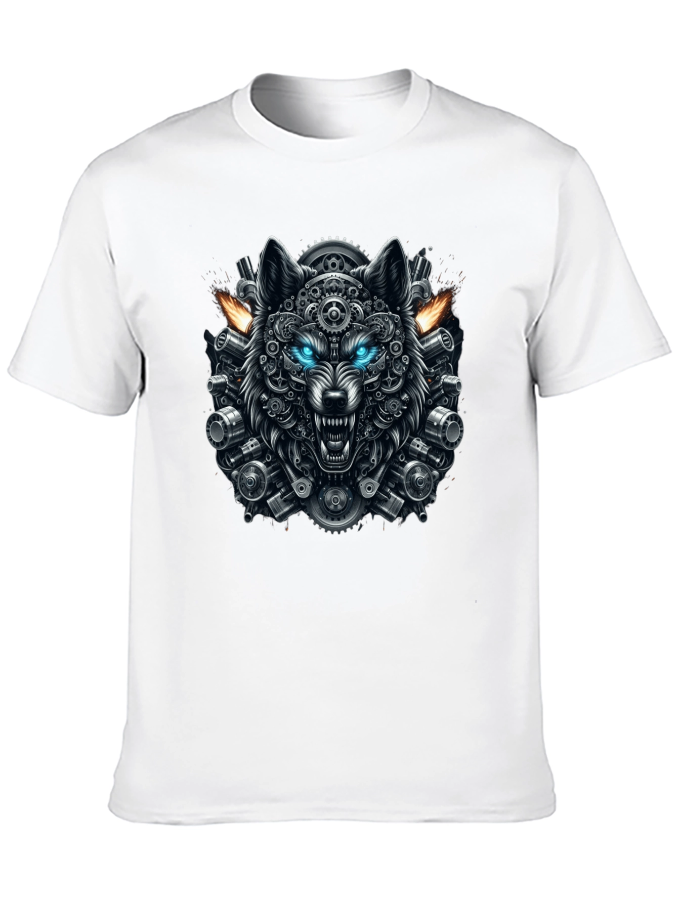 Steampunk Wolf Graphic Tee - Cool Design