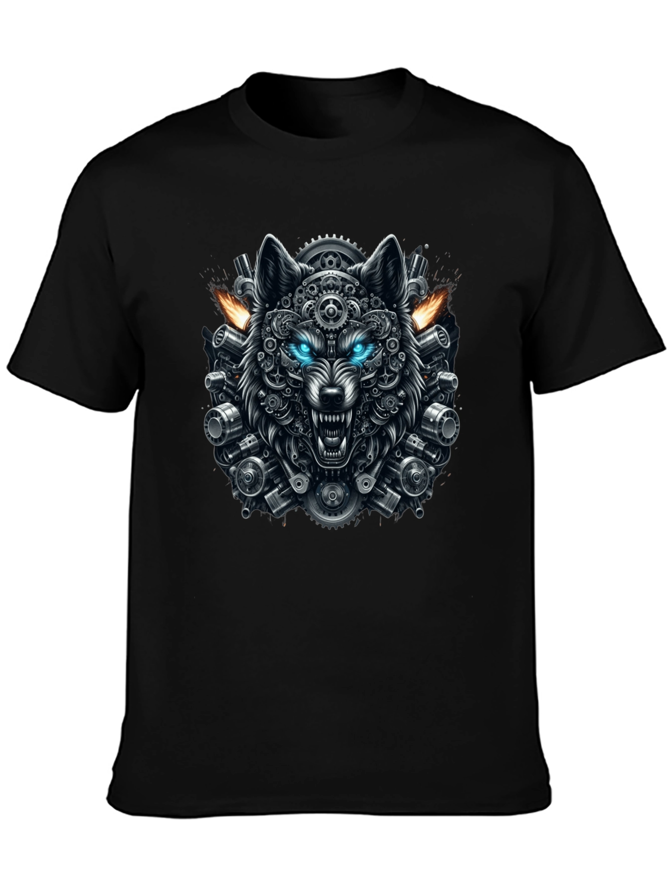 Steampunk Wolf Graphic Tee - Cool Design
