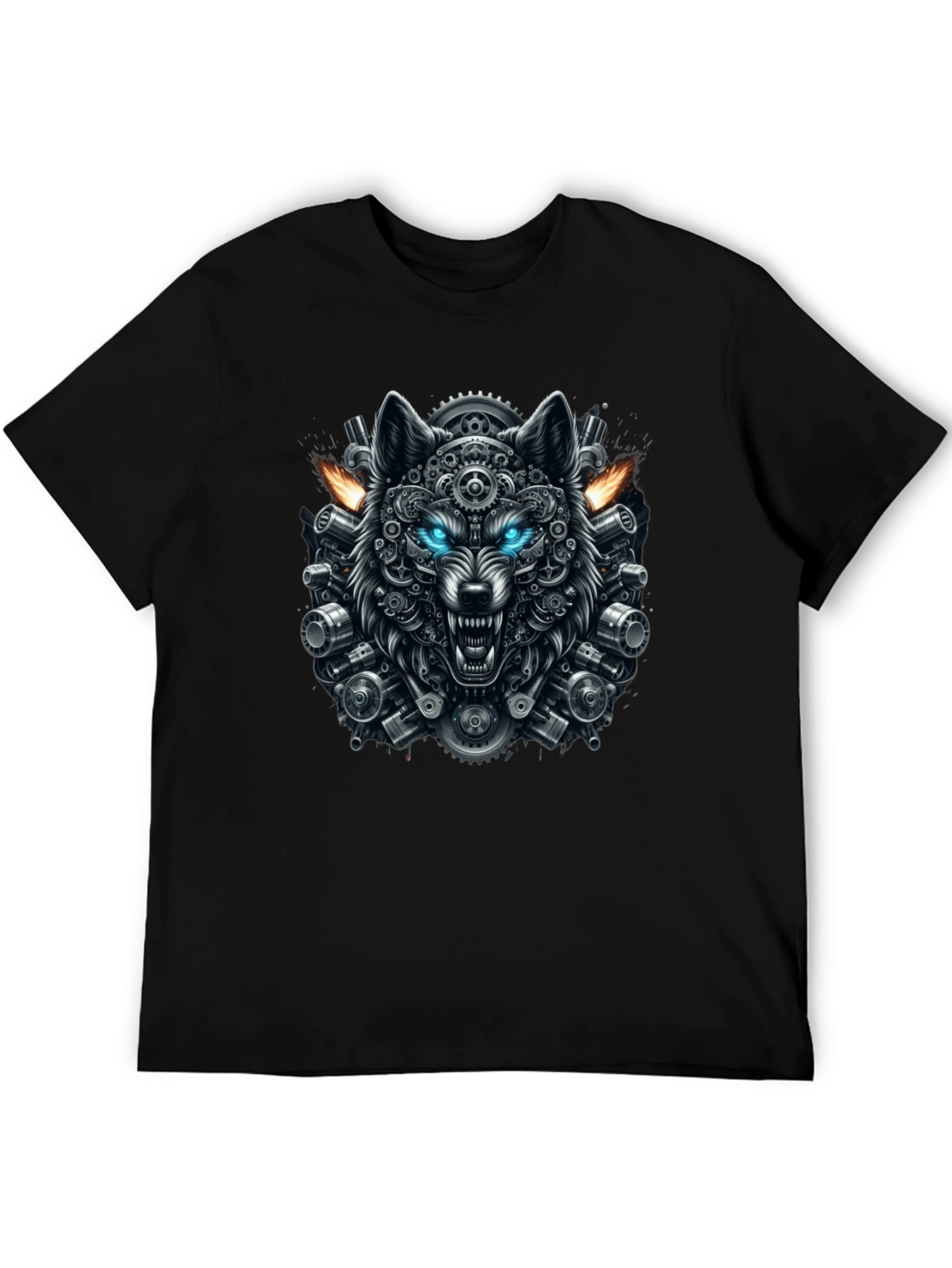 Steampunk Wolf Graphic Tee - Cool Design