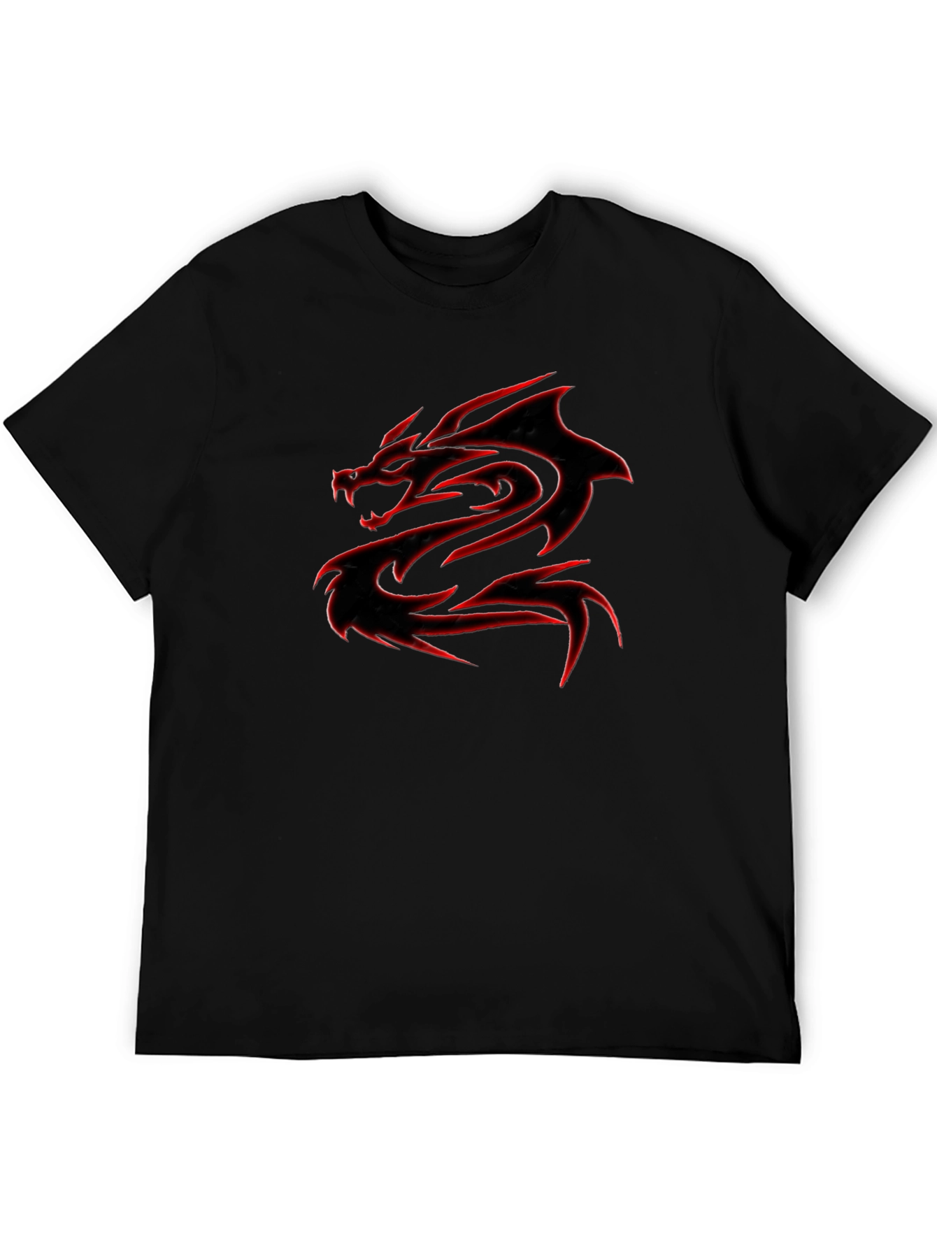 Black T-Shirt with Red Dragon Graphic