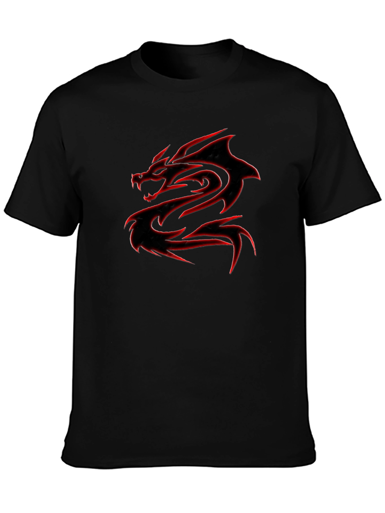 Black T-Shirt with Red Dragon Graphic
