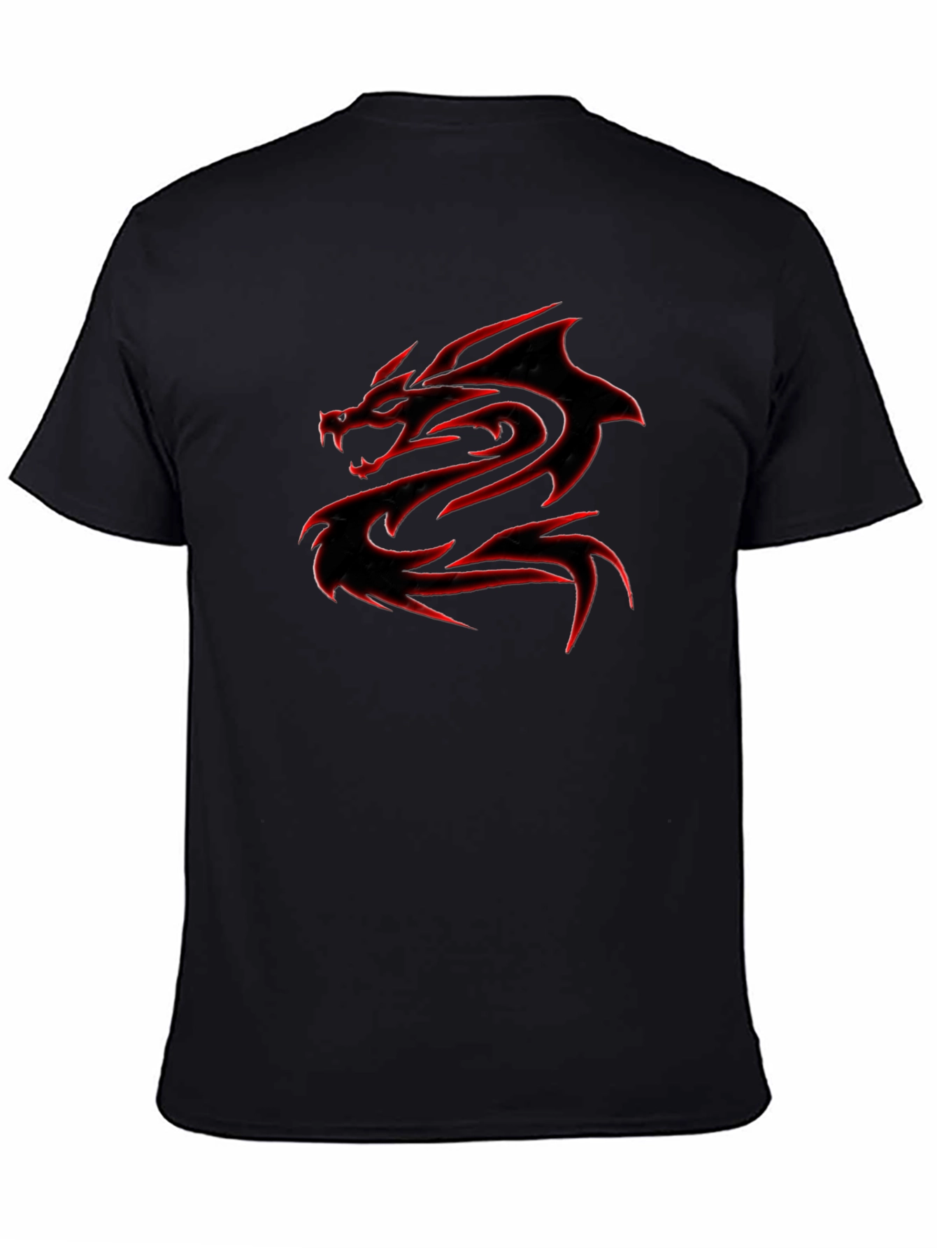 Black T-Shirt with Red Dragon Graphic