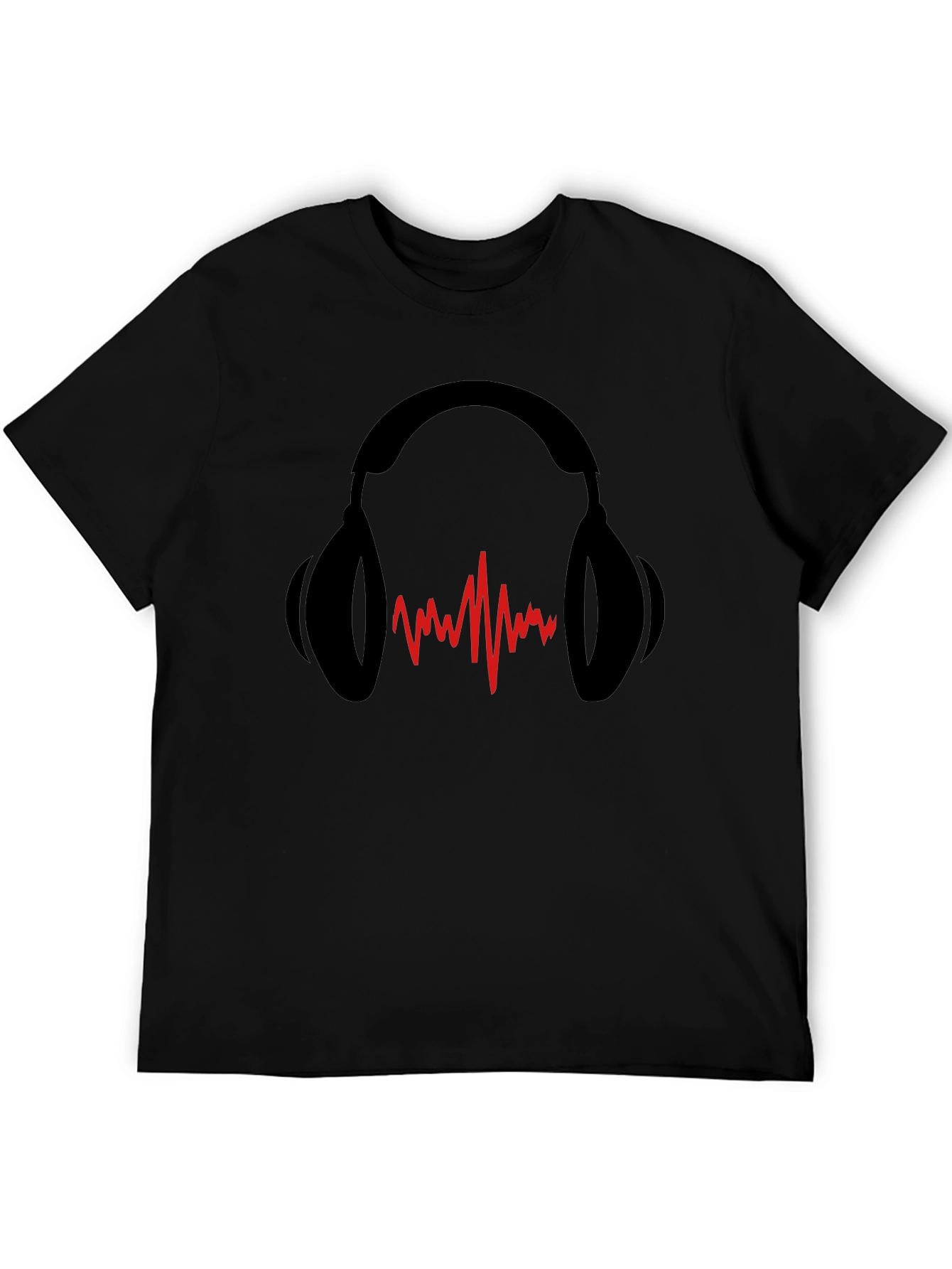 Headphones & Soundwave Black Graphic Tee