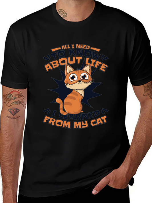 Funny Cat Wisdom Black T-Shirt