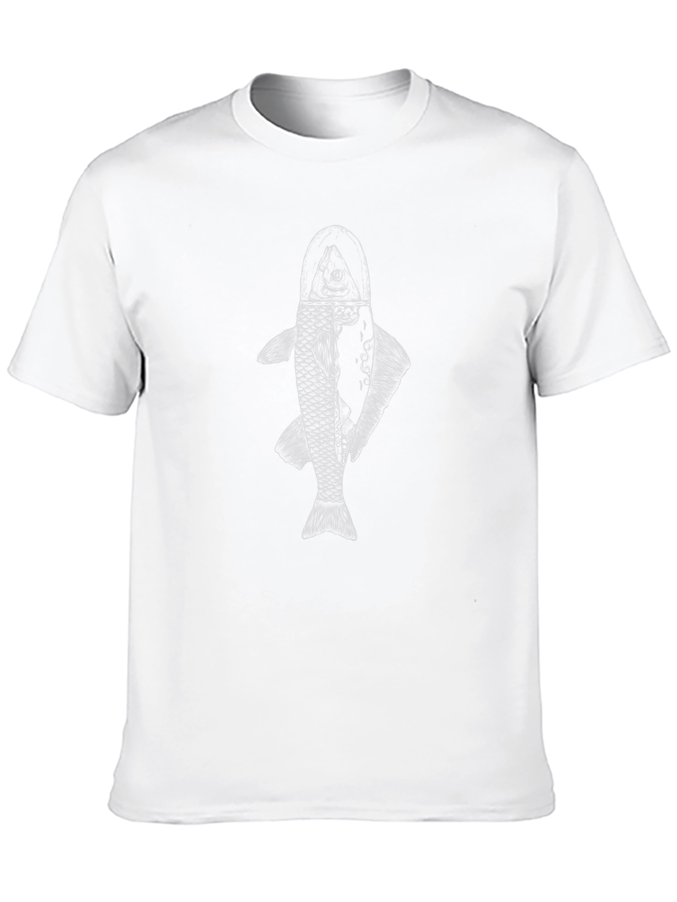 Unique Fish Graphic Tee - Black Cotton Blend