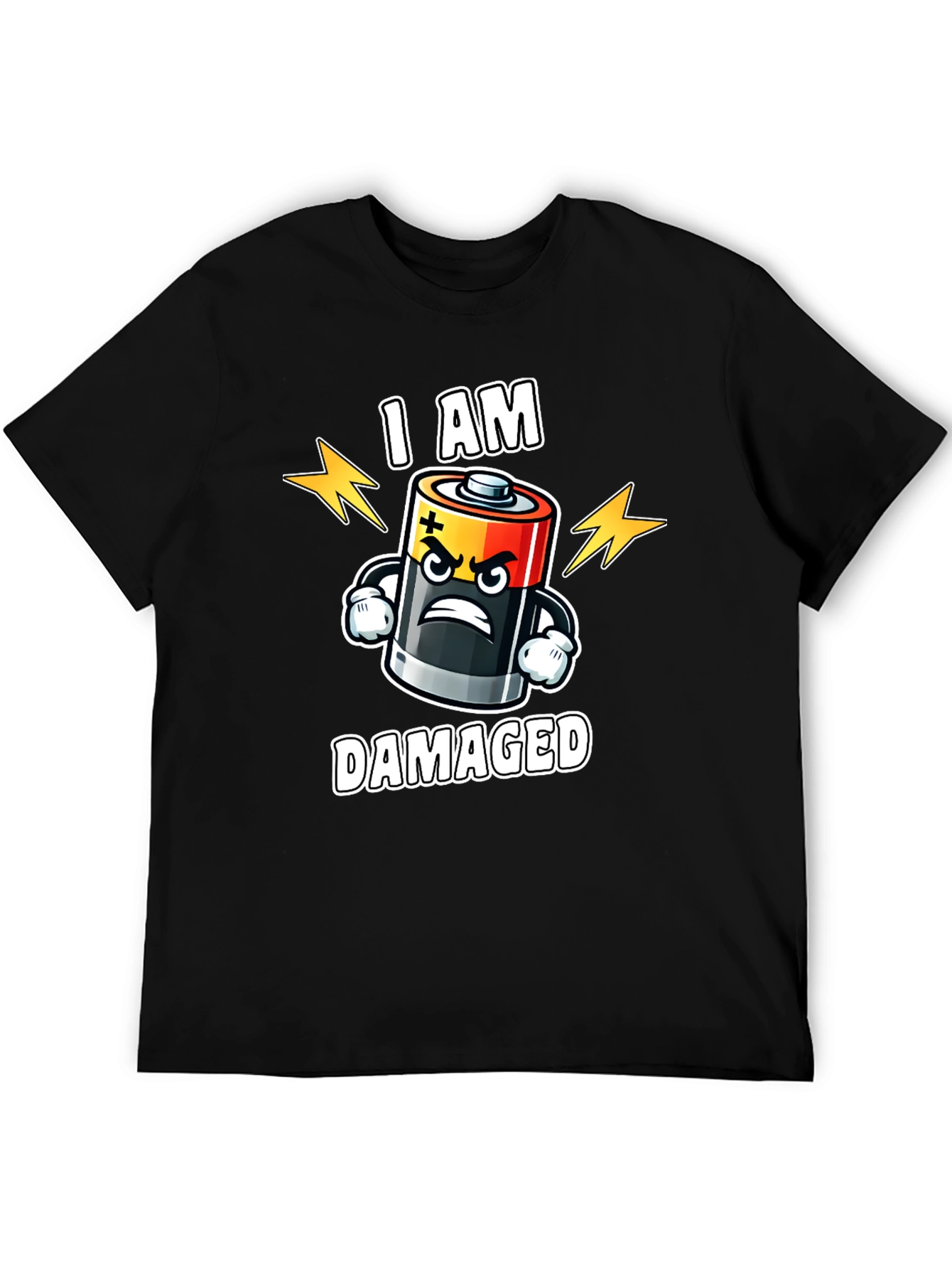Damaged Battery Cartoon Graphic T-Shirt