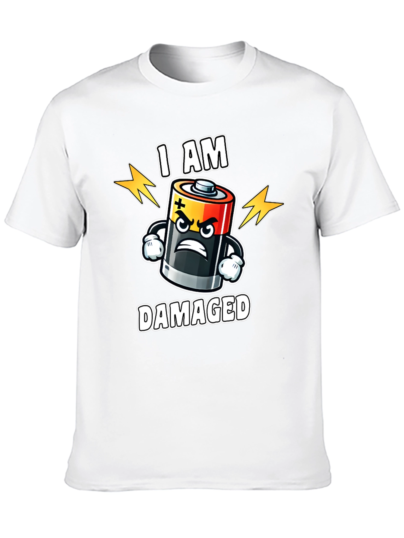 Damaged Battery Cartoon Graphic T-Shirt