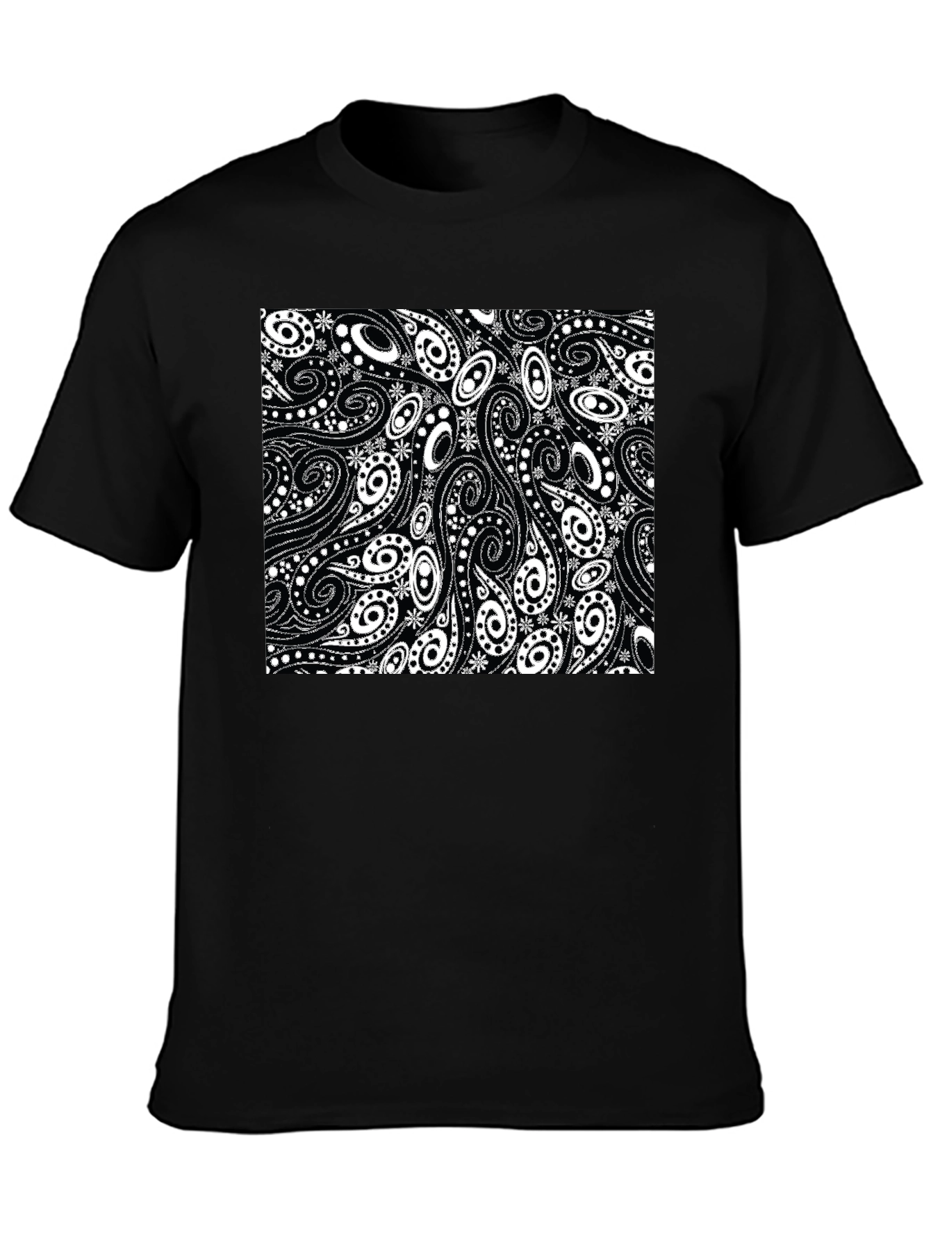 Paisley Pattern Black T-Shirt