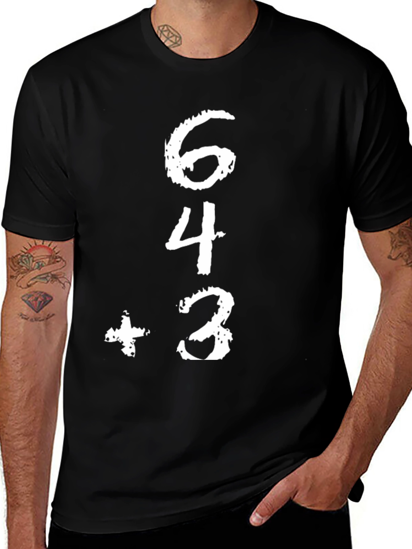 64+3 Graphic Tee - Black Casual T-Shirt