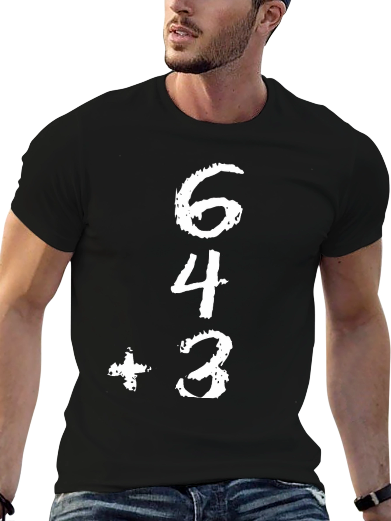 64+3 Graphic Tee - Black Casual T-Shirt