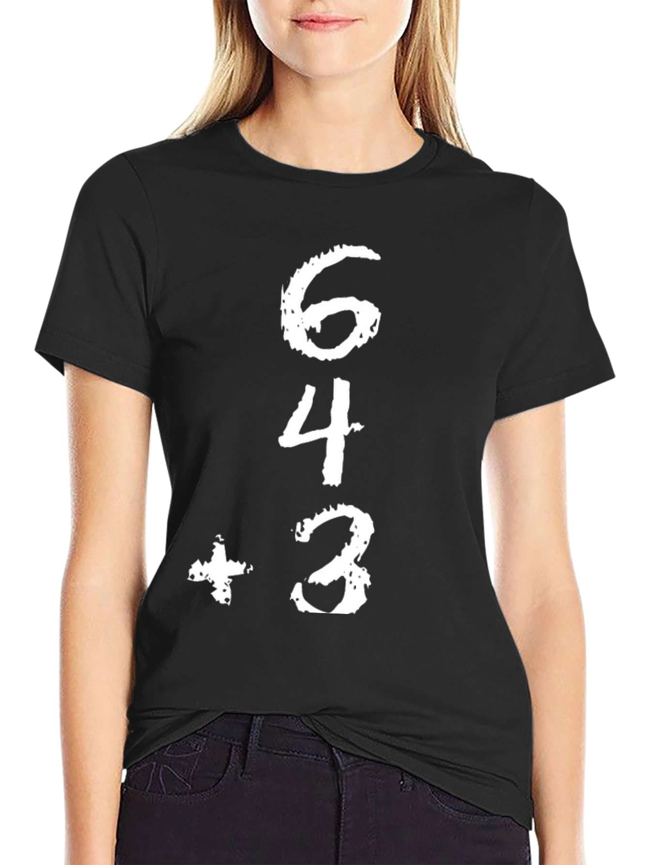 64+3 Graphic Tee - Black Casual T-Shirt