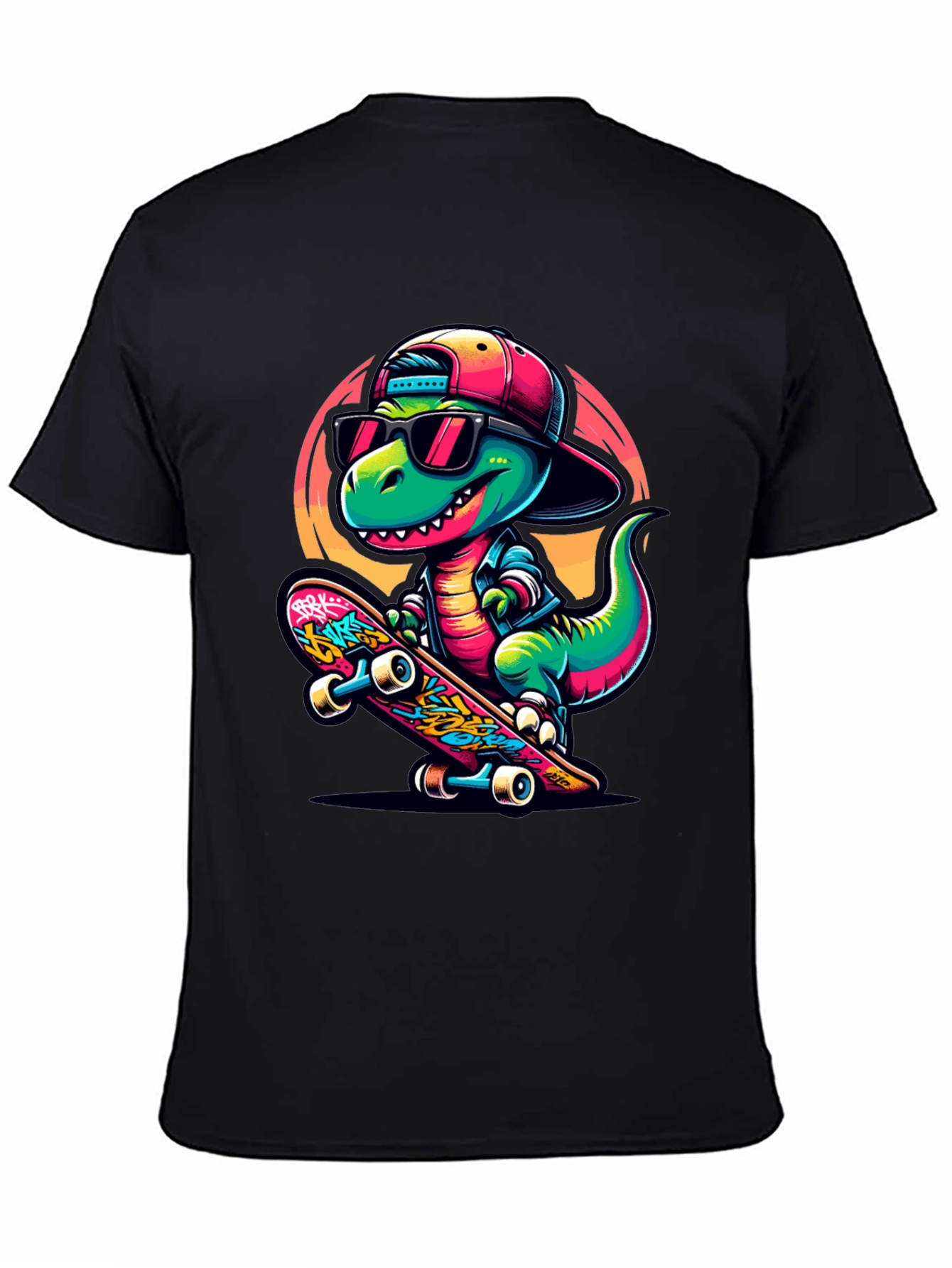 Cool Dinosaur Skateboarder Graphic Tee