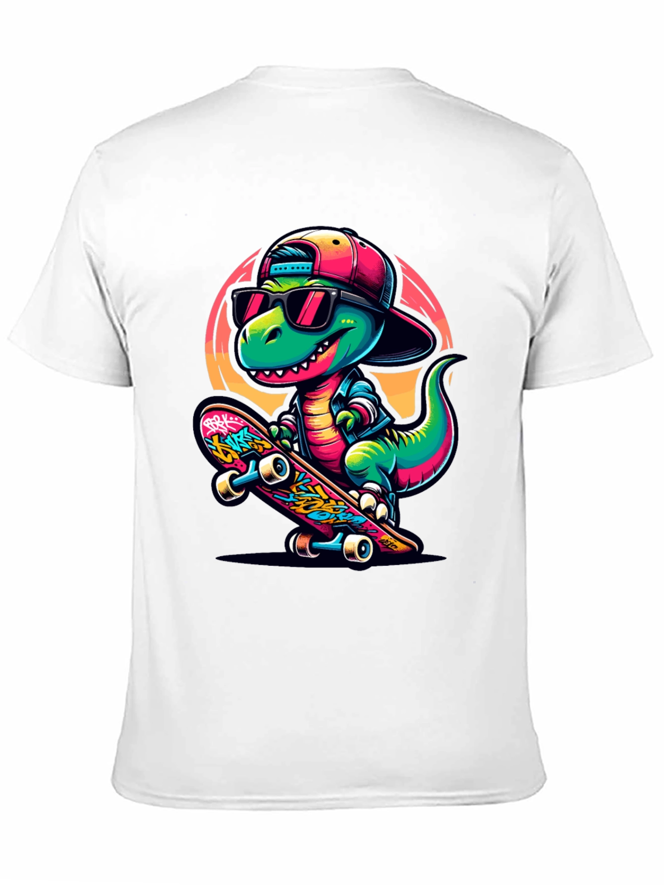 Cool Dinosaur Skateboarder Graphic Tee
