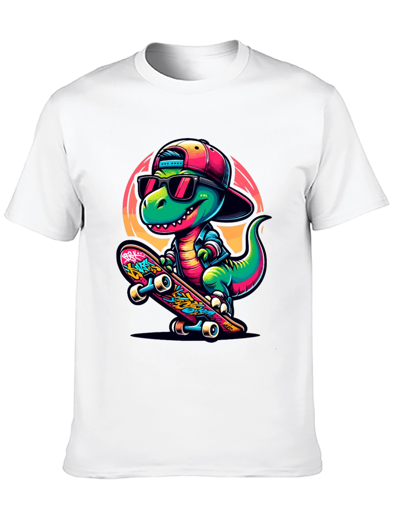 Cool Dinosaur Skateboarder Graphic Tee