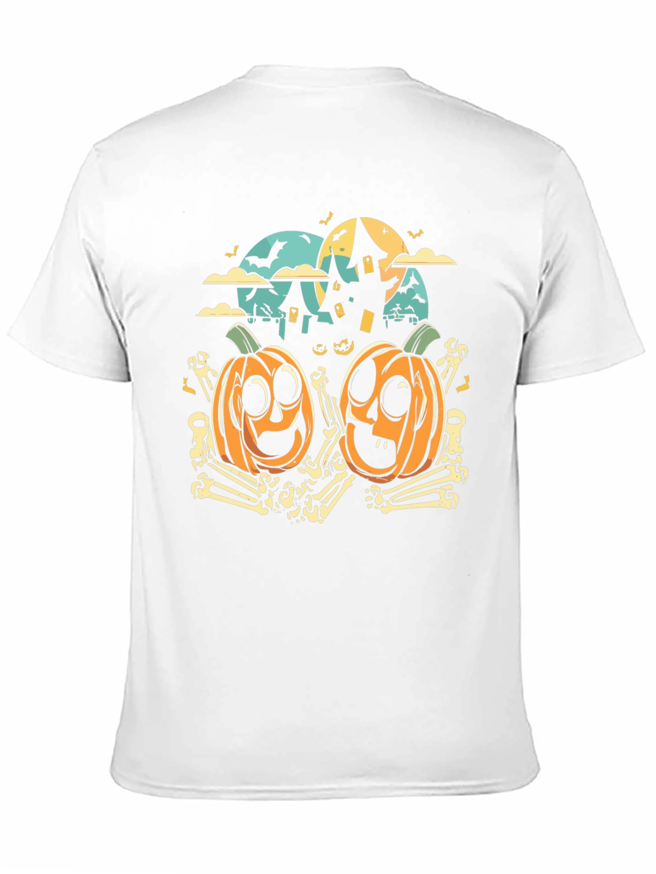 Halloween Pumpkin & Bones Graphic Tee - Black