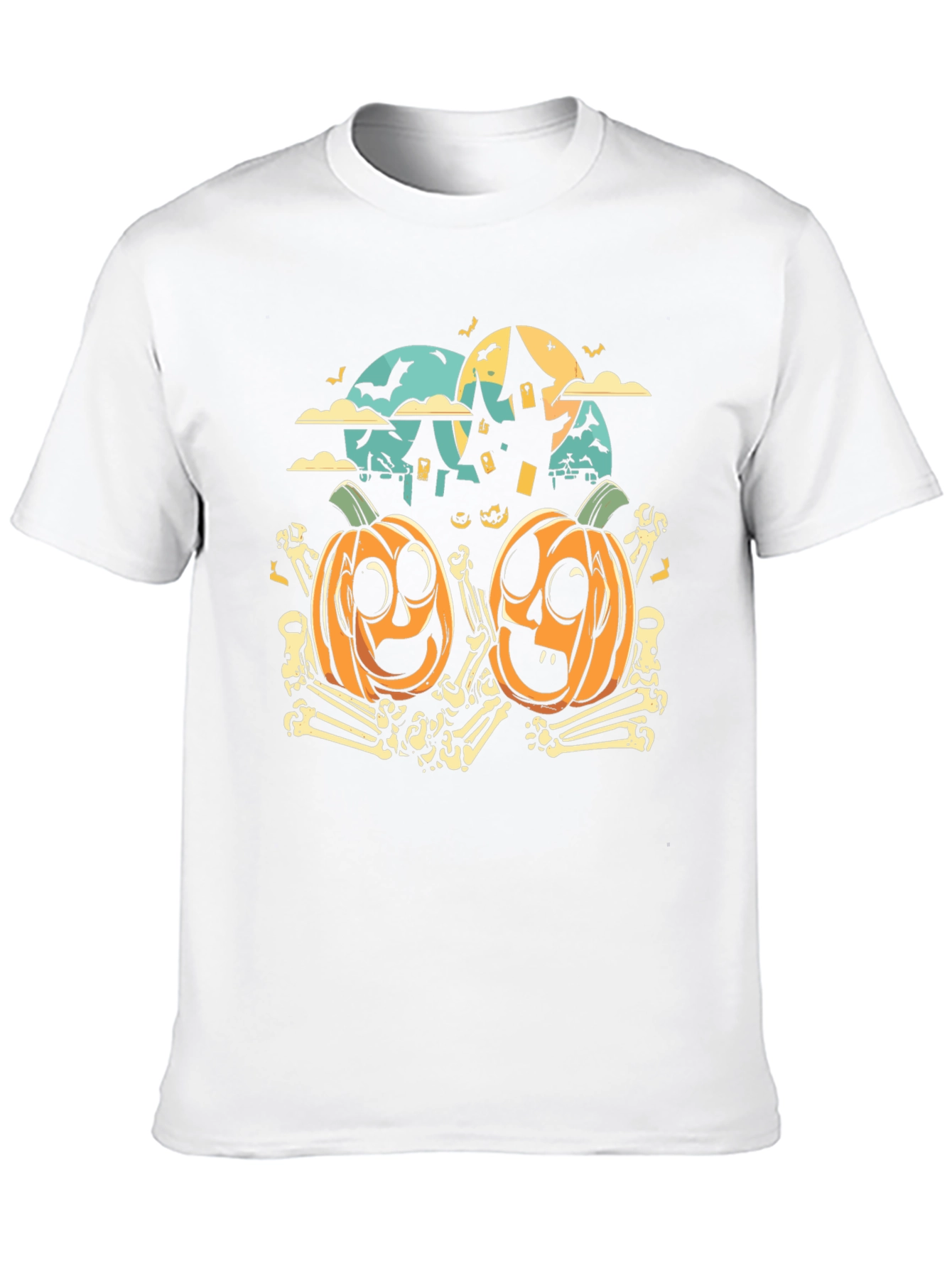 Halloween Pumpkin & Bones Graphic Tee - Black