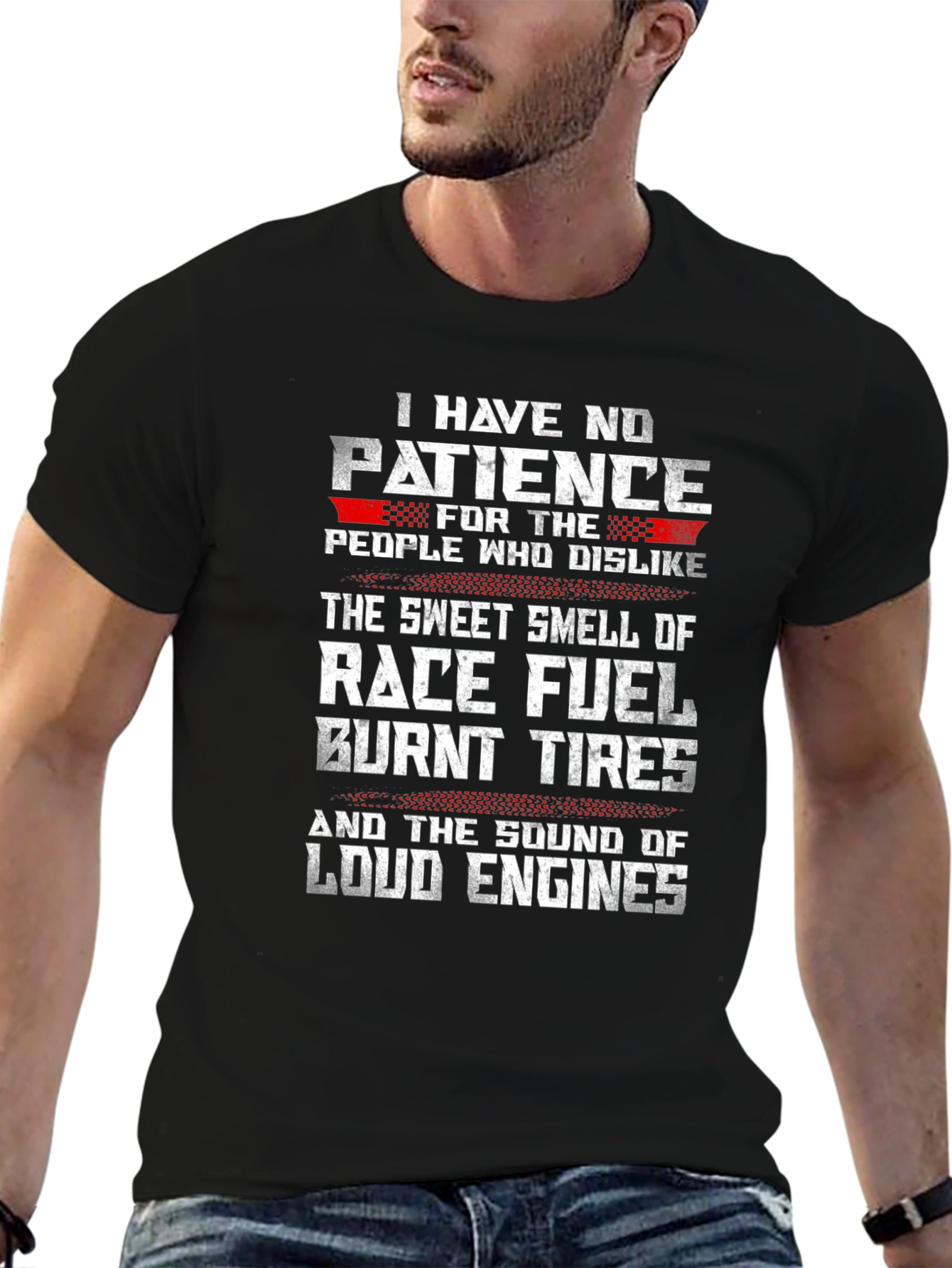 Race Fuel T-Shirt - Loud Engines Burnt Tires Design
