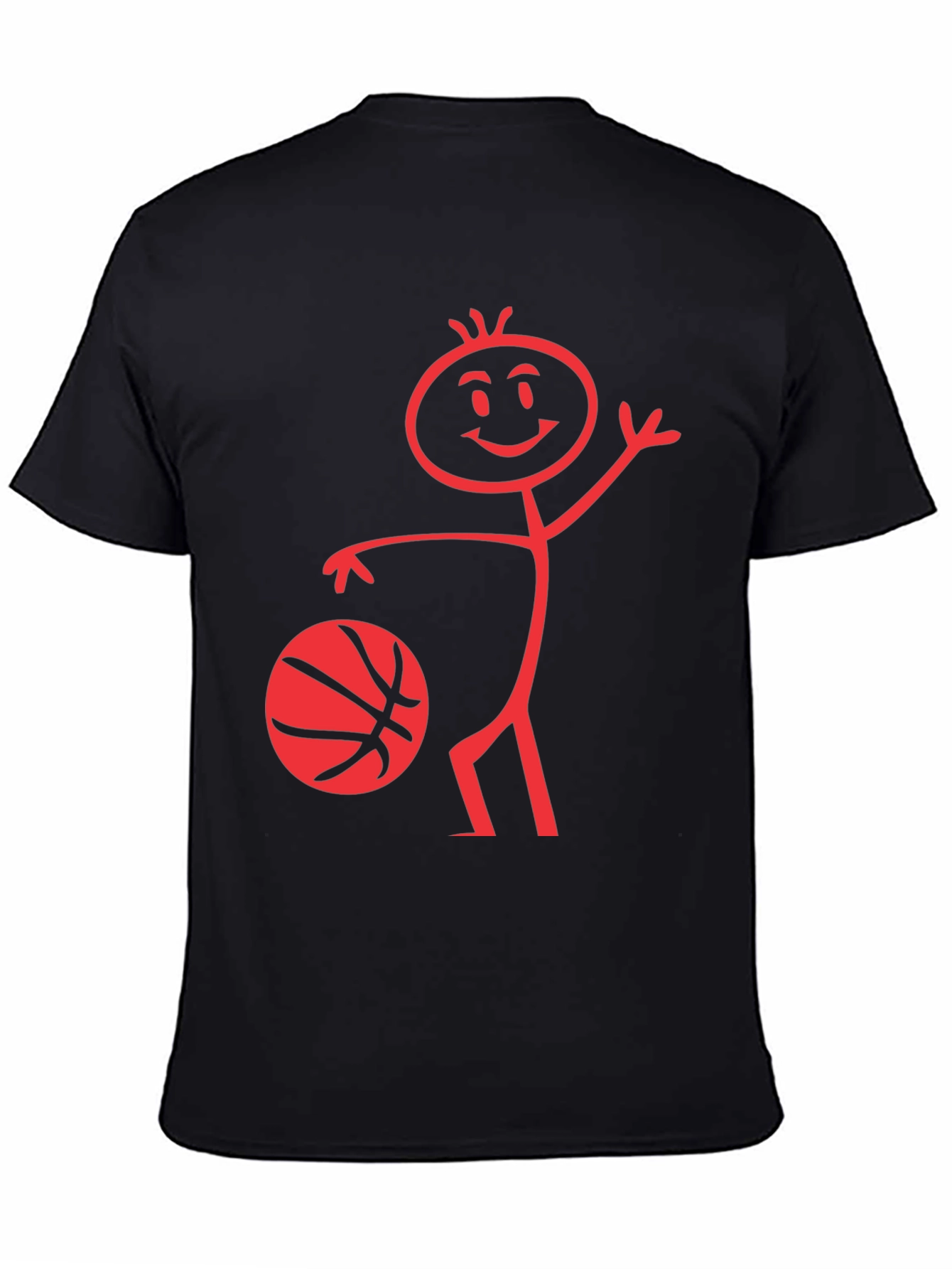Funny Basketball Stick Figure Black T-Shirt