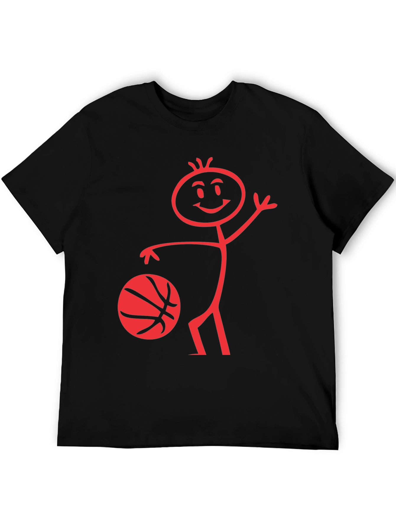 Funny Basketball Stick Figure Black T-Shirt