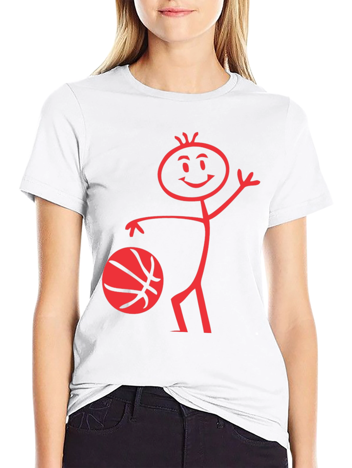 Funny Basketball Stick Figure Black T-Shirt
