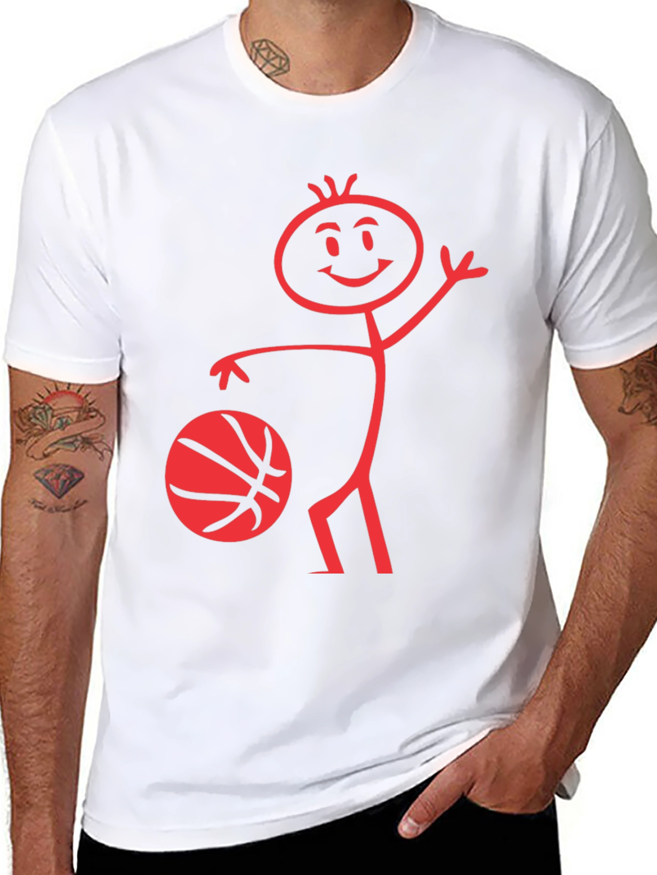 Funny Basketball Stick Figure Black T-Shirt