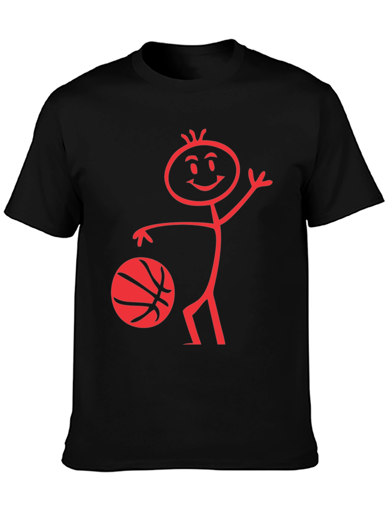 Funny Basketball Stick Figure Black T-Shirt