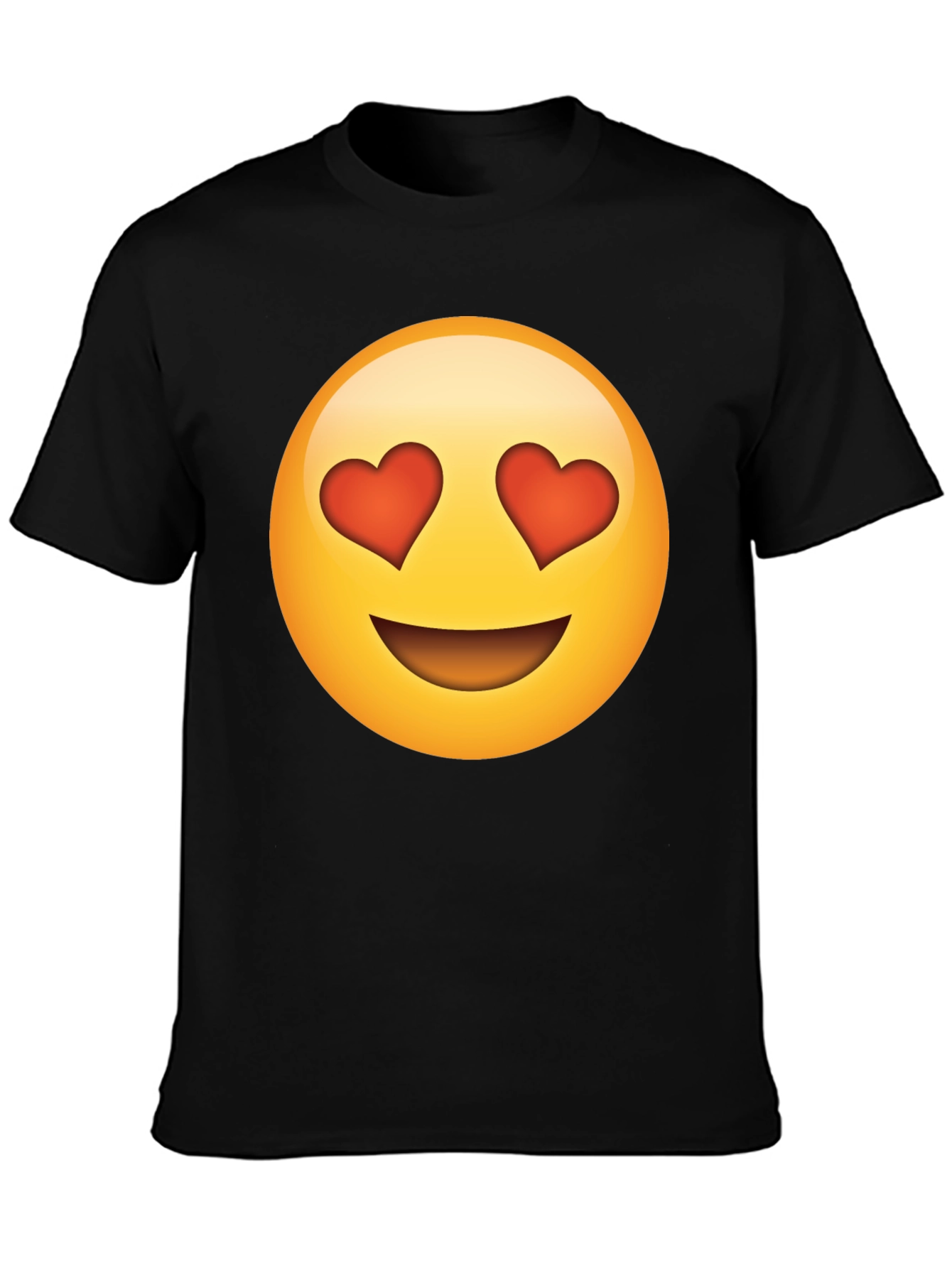 Emoji Heart Eyes Black T-Shirt