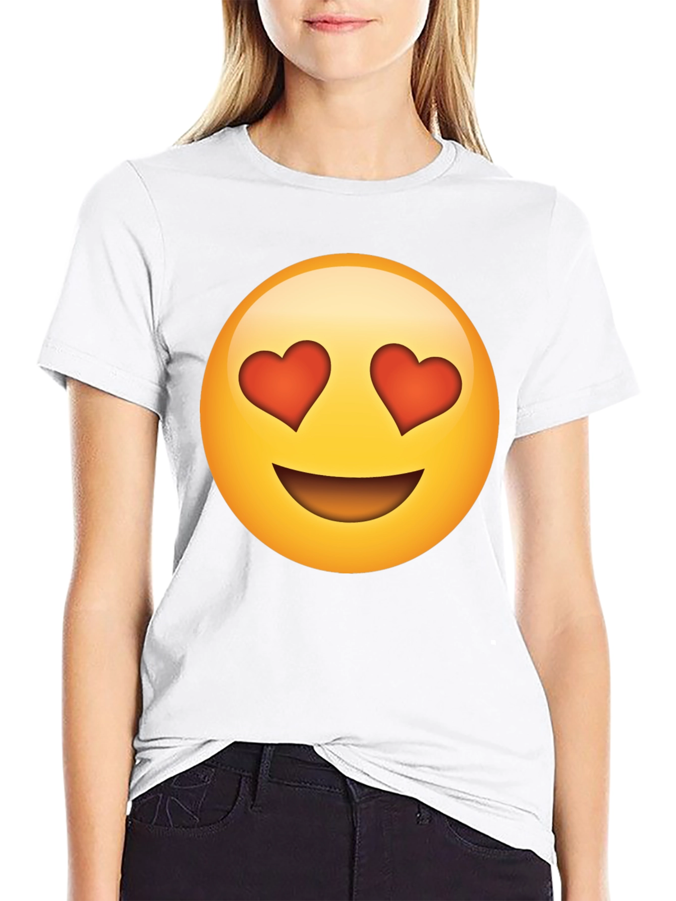 Emoji Heart Eyes Black T-Shirt