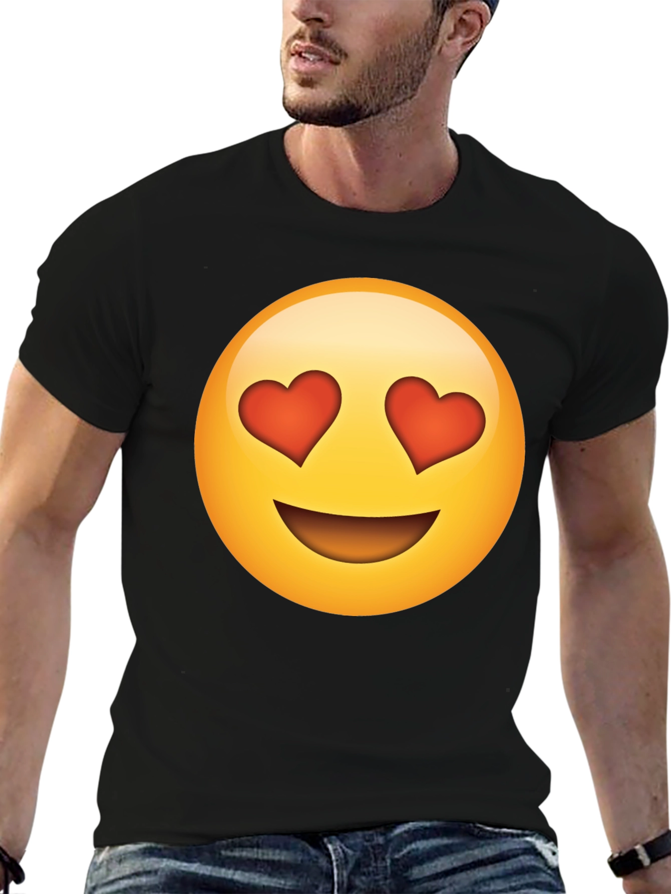 Emoji Heart Eyes Black T-Shirt