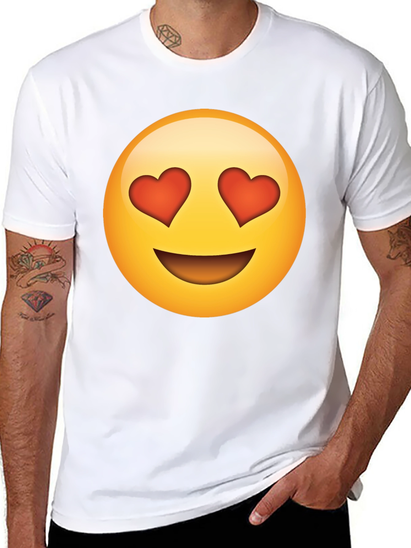 Emoji Heart Eyes Black T-Shirt