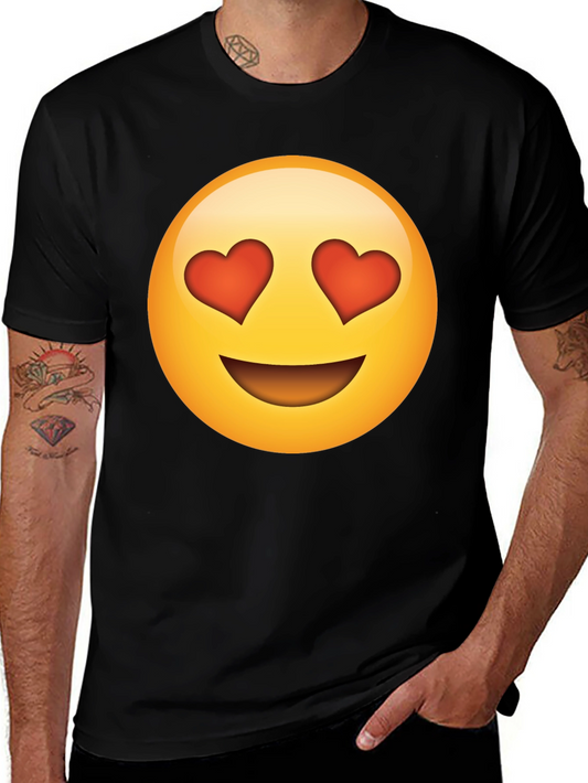 Emoji Heart Eyes Black T-Shirt