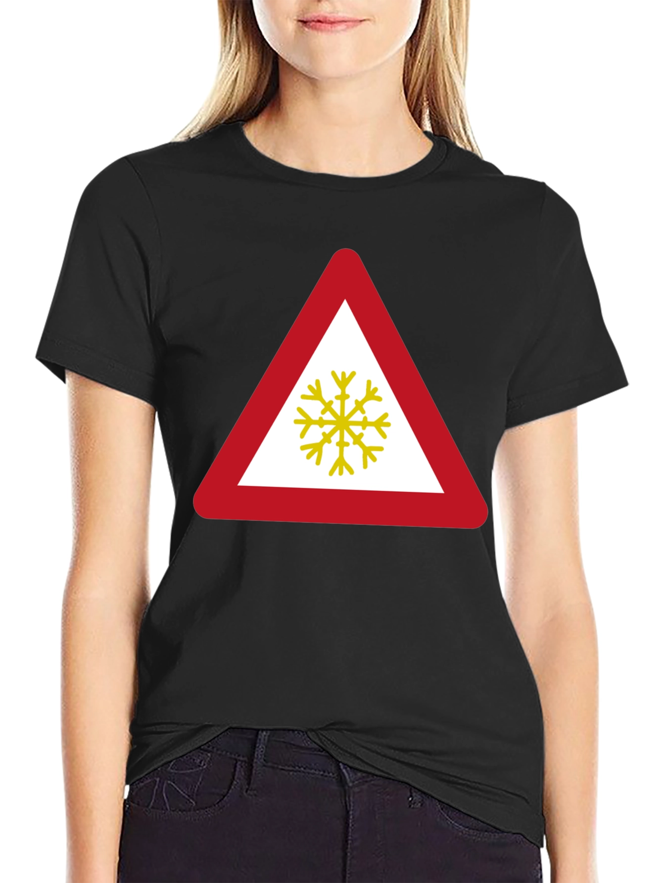 Slippery Road Ahead Black T-Shirt