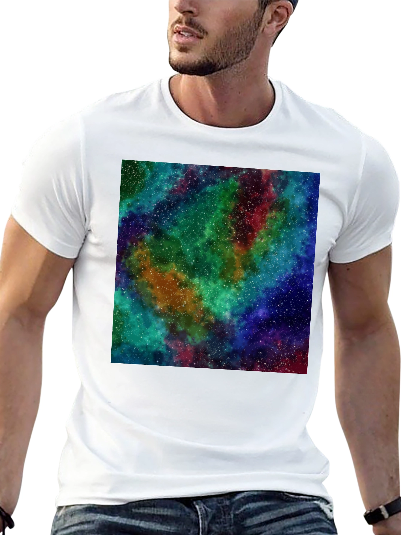 Galaxy Print Black T-Shirt - Unique Space Design